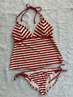 Converse One Star Striped Red & Cream Two-Piece Tankini Swim Set XL